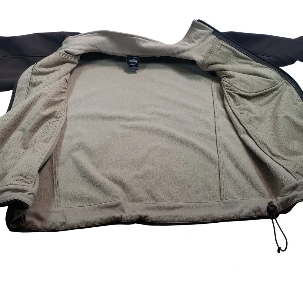 The North Face Mens L Softshell‎ Jacket Brown Full Zip Fleece Lined Outdoor